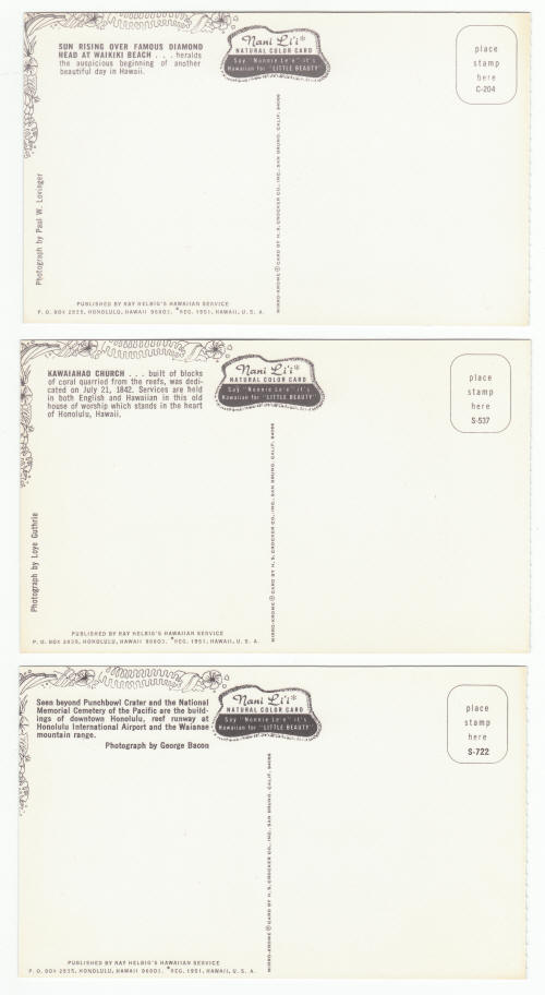 Oahu Hawaii Post Cards