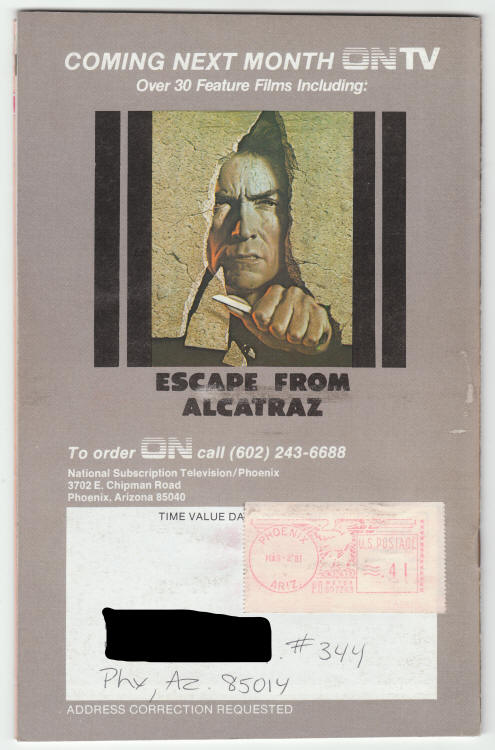 On TV Program Guide March 1981 back cover