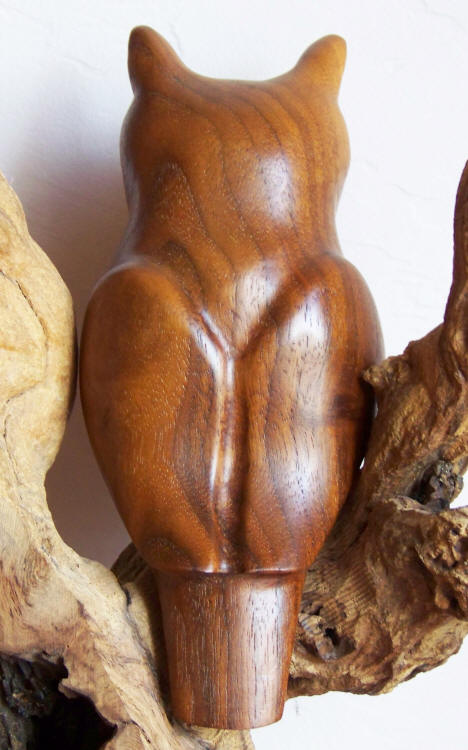 Black Walnut Owl Carving back
