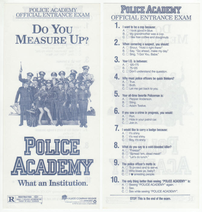 Police Academy Promo front and back
