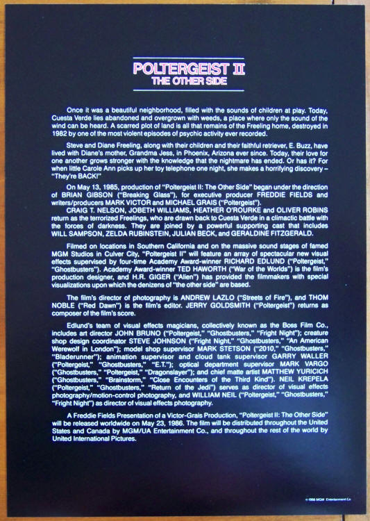 Poltergeist II The Other Side Promo Poster