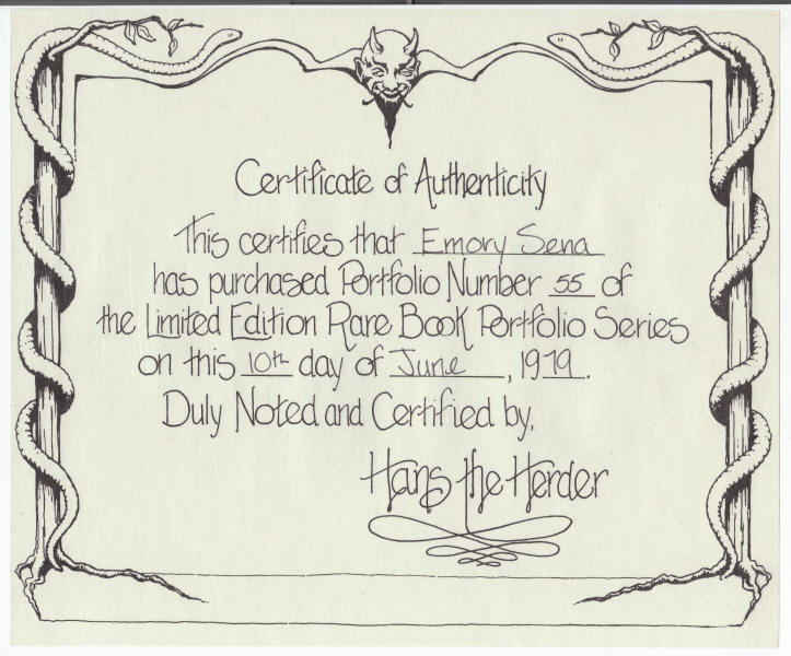 The Rare Book Portfolio COA