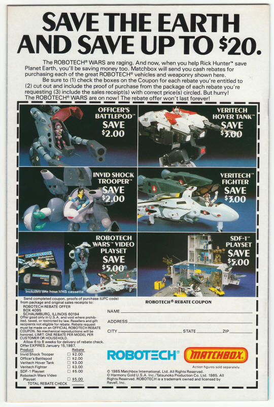 Robotech The Macross Saga #15 back cover