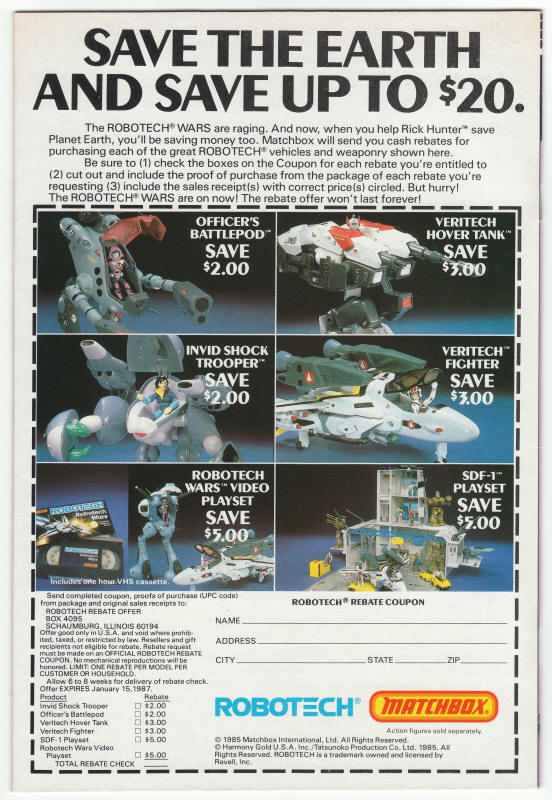 Robotech Masters #13 back cover