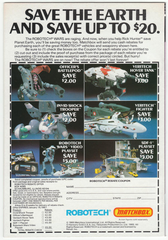 Robotech Masters #13 back cover