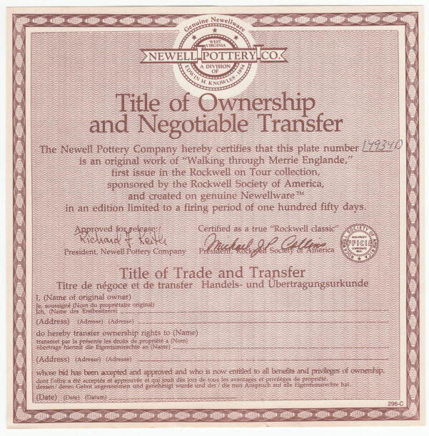 Rockwell On Tour Plate 1 COA