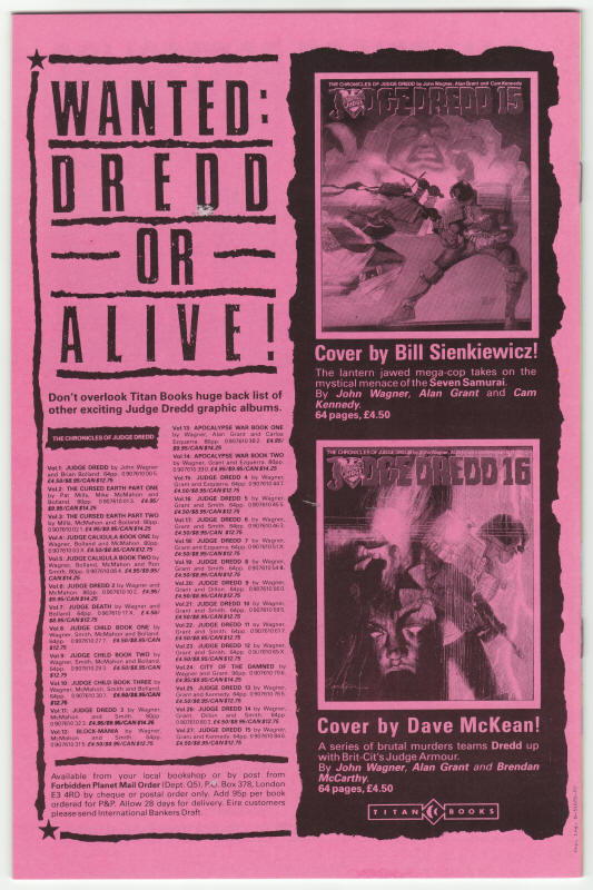 Sam Slade Robohunter Volume 2 #11 back cover