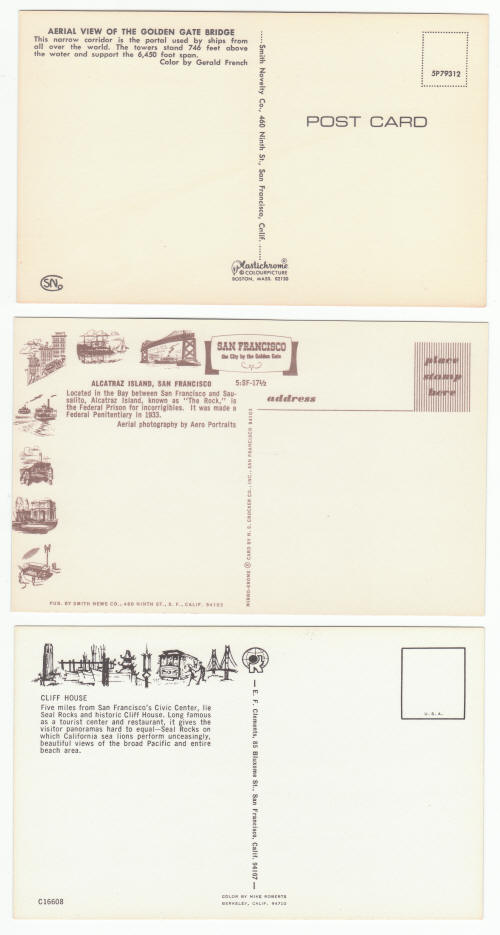 San Francisco 1960s Vintage Post Cards
