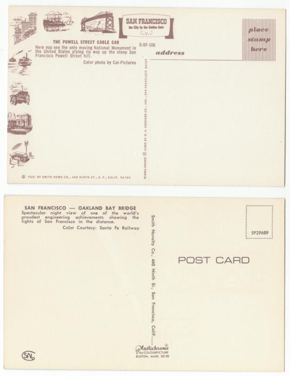 San Francisco 1960s Vintage Post Cards