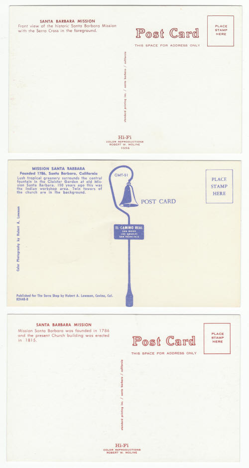 1960s Santa Barbara Mission Post Cards