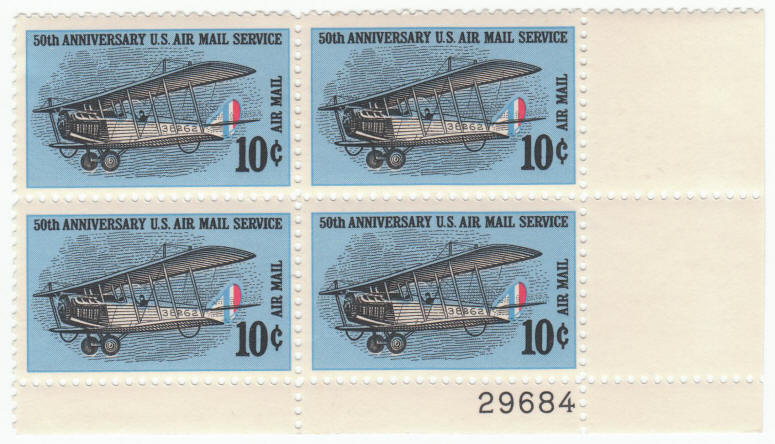 Scott #C74 Plate Block 50th Anniversary Of Air Mail