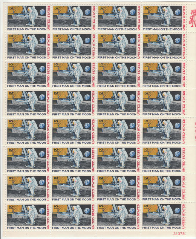 Scott #C76 First Man On The Moon US Postage Stamp Sheet of 40 Left