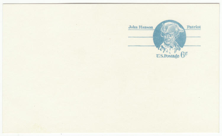 Scott UX64 John Hanson Pre-Stamped Post Card