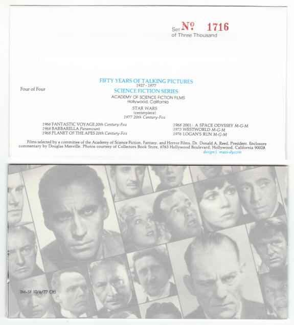 Science Fiction Film Series First Day Cover Set back