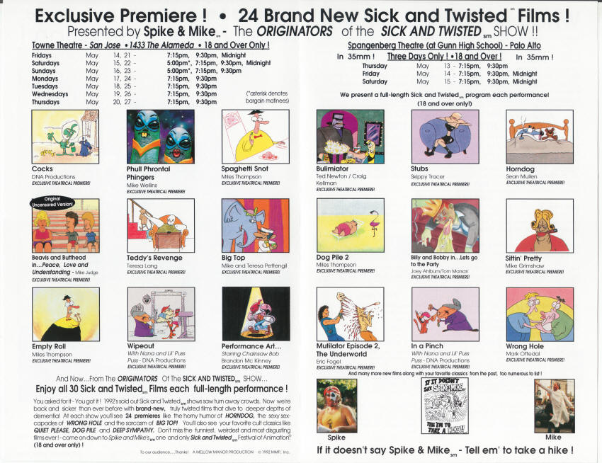 Spike and Mikes 1993 Sick and Twisted Festival Program
