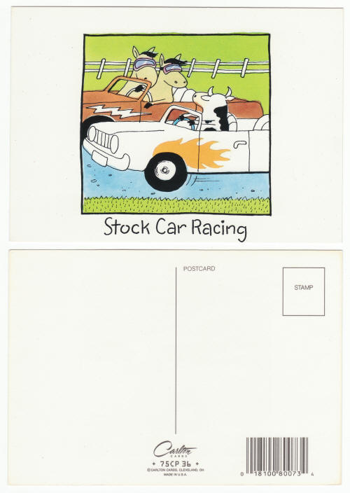 Stock Car Racing Post Card