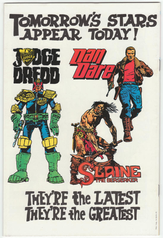 Strontium Dog #2 Printing Error back cover