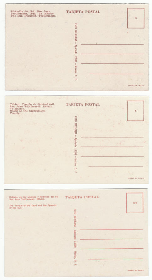 Teotihuacan Mexico Post Cards 1970s