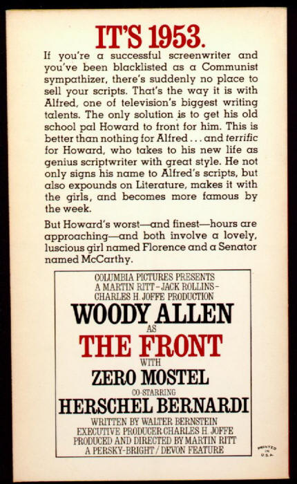 The Front paperback back cover