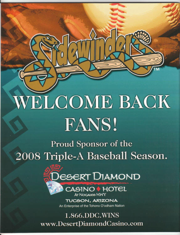 Tucson Sidewinders 2008 Program back cover