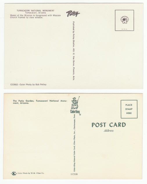 1960s Tumacacori National Monument Arizona Post Cards