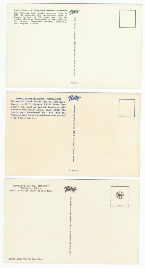 1960s Tumacacori National Monument Arizona Post Cards