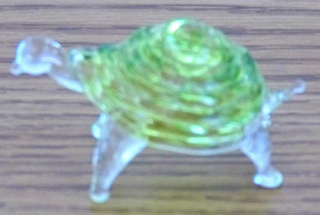 Early 1970s Light Green Hand Blown Spiral Glass Turtle