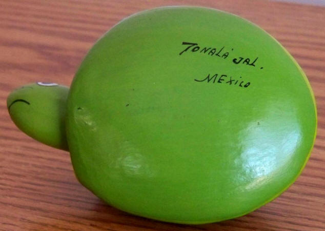 Early 1970s Hand Painted Tonala Jalisco Mexican Folk Art Ceramic Turtle