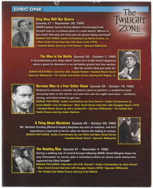 Twilight Zone Season 2 Bluray Disc Set Booklet