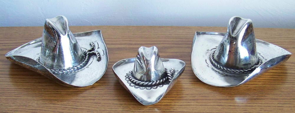 Vaughs Sterling Silver Cowboy Hat Ashtrays