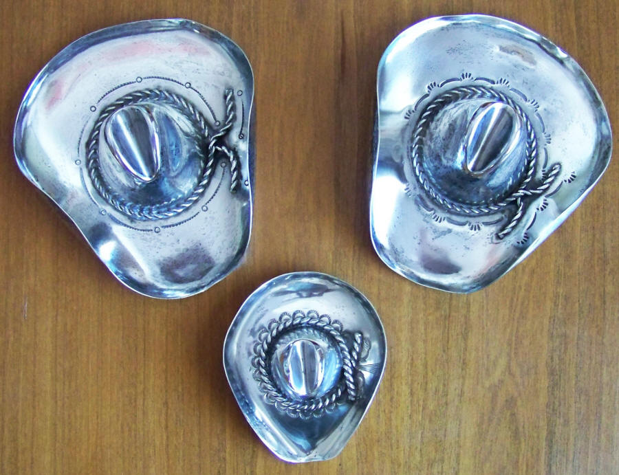 Vaughs Sterling Silver Cowboy Hat Ashtrays