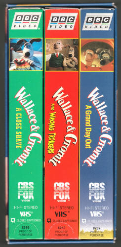 Wallace and Gromit VHS Box Set Tapes Sides