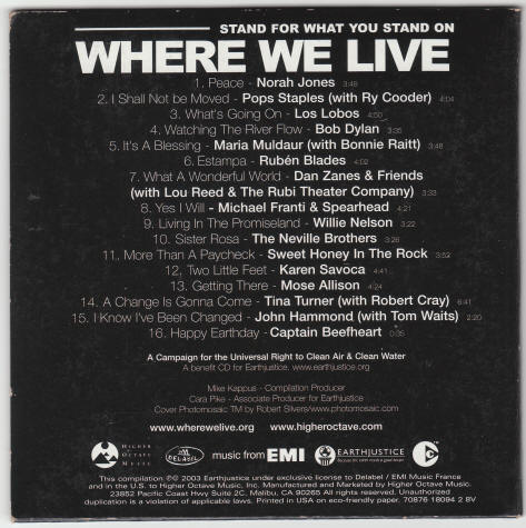 Where We Live Benefit Compact Disc 2003