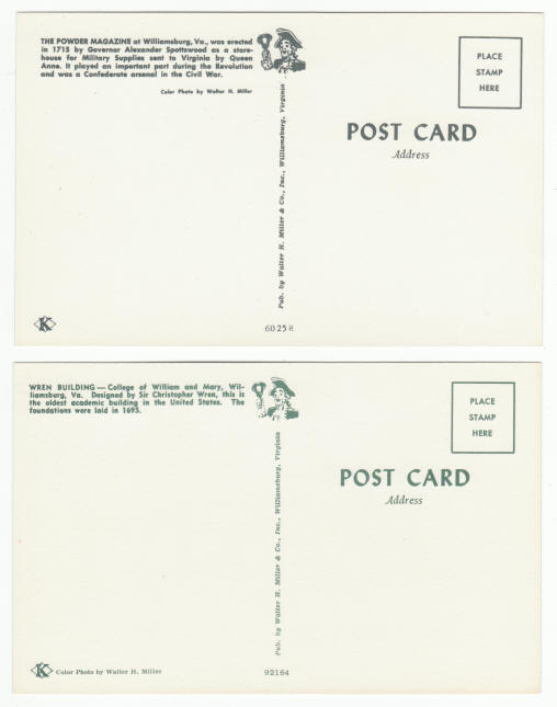 Williamsburg Virginia Post Cards
